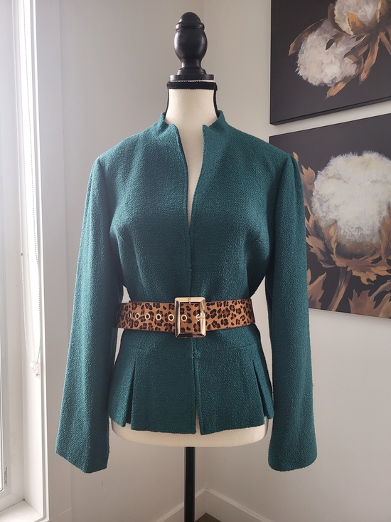 Anne Klein Jackets & Blazers - Anne Klein Teal Textured Peplum Jacket